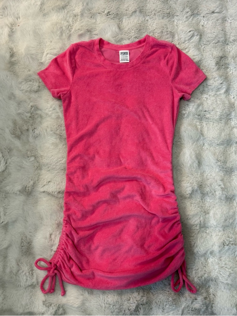 Victoria’s Secret PINK Beach Terry Ruched Short Sleeve Dress